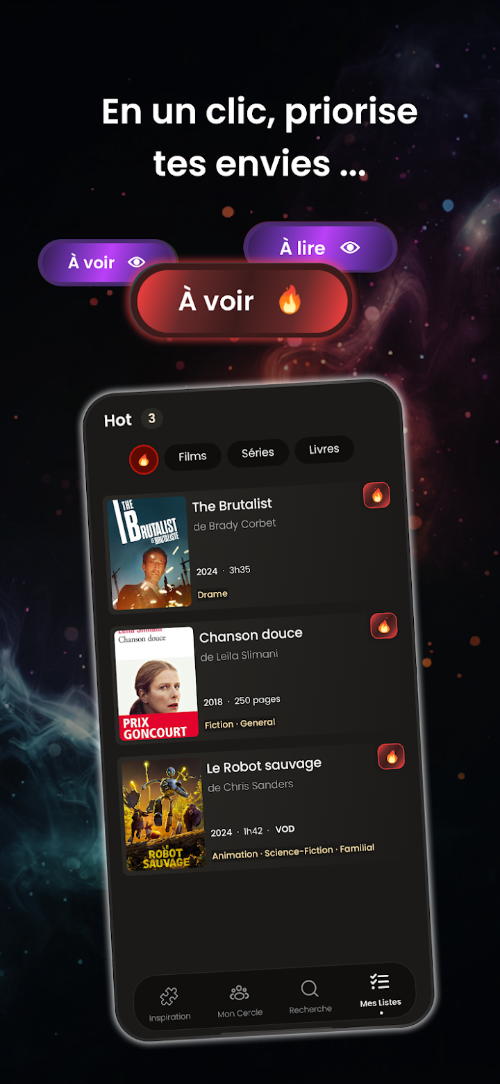 Liste de contenus à voir avec priorités